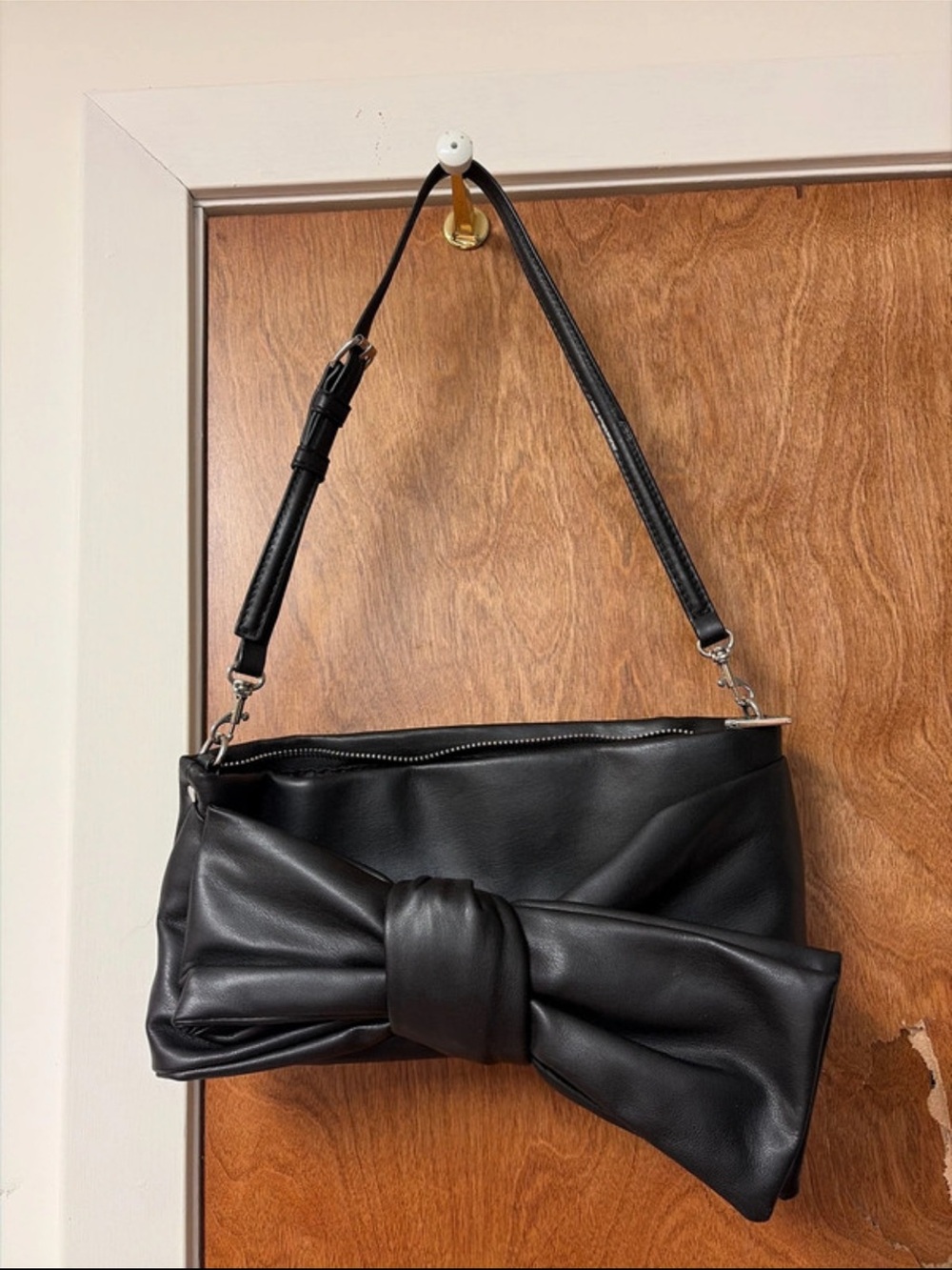 Dolce Vita Black Shoulder Bag with Oversized Bow